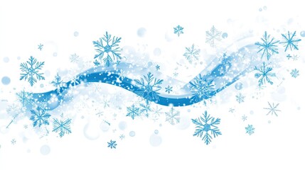 Wall Mural - Light Blue Snowflake Pattern with Sparkles and Flowing Waves
