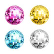 © lightgirl - Disco ball isolated set illustration. Night Club party glowing light element. Bright mirror balls design for disco dance club. Vector
