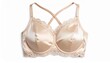 © Isra store - 'Women’s satin camisole top in champagne color with lace trim, isolated on white background, elegant lingerie-inspired fashion'