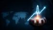 © Adi - Startup Launch Visualization with Glowing Rocket and Market Trend Line