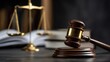© Ol - The gavel and scales of justice symbolizing law and order in the courtroom.