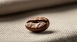 © photoplotnikov - Close-up of single coffee bean on textured fabric surface