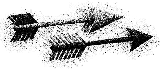 Wall Mural - Stippling dotwork illustration of three arrows with vintage effect for design and tattoo art