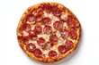 © Popelniushka - Top-Down Perspective of Delicious Pepperoni Pizza with Melted Cheese and Fresh Tomatoes on a White Plate