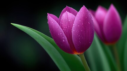 Wall Mural - a beautiful purple flower with a green stem