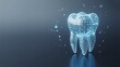 © Kolpona - Wireframe tooth with glowing blue particles and copy space