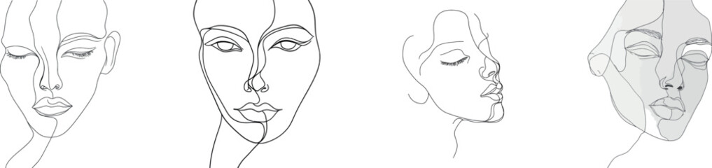 One line drawing of an African American man's face in close-up on an isolated white background in a modern illustration style