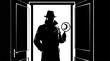 © Morningstar - Detective is standing in the open doorway silhouette