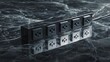 © Md Nurul - Luxurious black marble power strip with multiple outlets reflecting on a polished surface