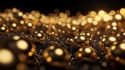 Wall Mural - The image captures the essence of sophistication with an elegant golden bokeh effect set against a classic black background