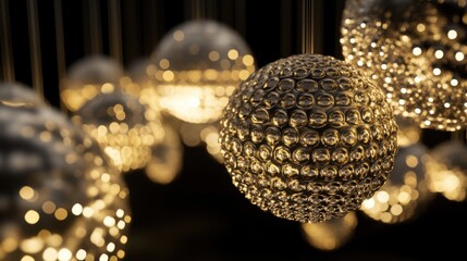 Wall Mural - The image captures the essence of sophistication with an elegant golden bokeh effect set against a classic black background