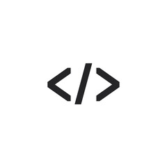 Abstract coding symbol on a white background, simple and minimalist line art. Concept for software development, web design and application programming