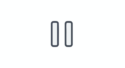 Minimalist pause icon illustration on white backdrop representing interruption and stillness
