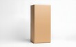 © zhao - Vertical tall rectangular brown cardboard box packaging mockup standing upright on a clean white background, perfect for product branding, design presentations, and eco-friendly concepts.