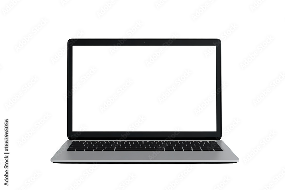 Laptop Frame Less Laptop modern frameless with blank screen isolated on transparent ...