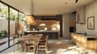 © Ramjan - Modern open-plan kitchen and dining area bathed in warm natural light, perfect for serene living