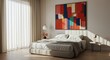 © Quiet - Cozy Bedroom with Modern Art and Sunlight A Relaxing and Stylish Interior
