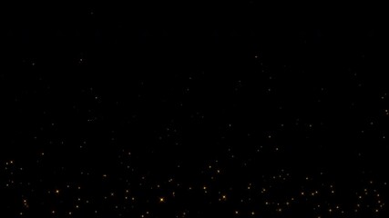 Canvas Print - abstract animation loop glow gold stars particles flow up on black background. 4k 3d seamless loopin