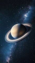 Wall Mural - stunning view of saturn with its rings and stars creating a breathtaking space scene, perfect for ed