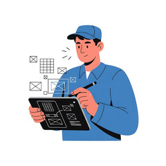 Man Using Tablet for Digital Design and Development, Modern Technology Concept