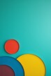 © Omni Visuals - Colorful geometric shapes on a teal background showcase vibrant design elements for artistic projects