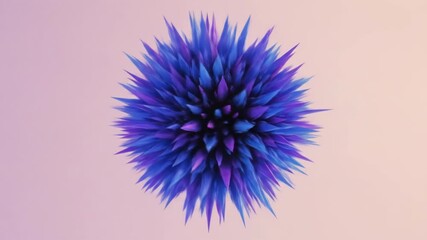 Spiky sphere of blue and purple facets on a lavender backdrop