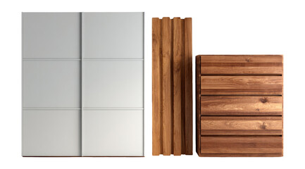 Modern Wooden Furniture Collection on Transparent Background