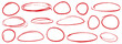 © hasitha - Hand drawn red pen highlight round oval frame set. Handwritten red marker, pencil scribble stroke line oval frame. Brush round frame highlight. Grunge scratch style set. Vector stock illustration
