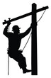 © vectorart092 - Lineman silhouette working on utility pole performing maintenance and repairs for electricity
