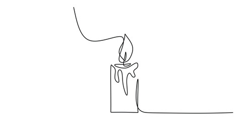 Wall Mural - Minimal Line Art of Candle Flame as Symbol of Calm and Peace