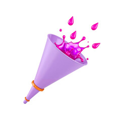 Wall Mural - vibrant magenta splash emerging from a sleek purple cone on an isolated field