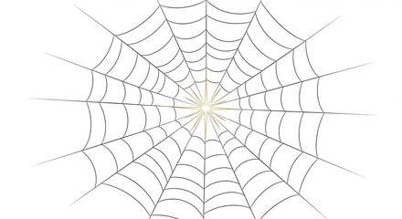 A symmetrical spiderweb illustration with thin grey lines and a golden center on a white background.