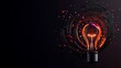 © rashyn - Glowing lightbulb on dark background with radiating circles and particle effects