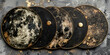 © Kainat - Artistic representation of moon phases with a textured, celestial background
