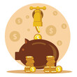 © Alwie99d - Money leaking concept. Faucet with money income flow into broken leaking piggy bank.