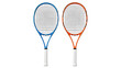 © Abdul - Tennis rackets blue and orange professional sports equipment for competitive play and training session on transparent background