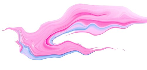 Wall Mural - Abstract pink and blue paint stroke, fluid liquid texture, isolated on white, viscosity, pink