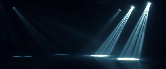Wall Mural - Mystical glowing spotlight beams illuminate dark scene,  universe,  ray
