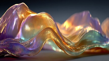 Wall Mural - a sharp image of a gleaming object with a wavy pattern on its base, set against a hazy backdrop of a