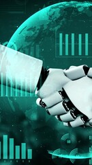 Wall Mural - future financial technology controll by ai robot huminoid uses machine learning and artificial intel