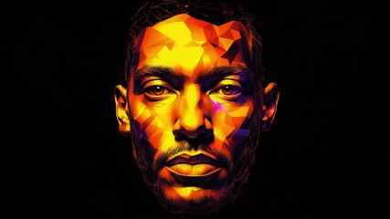 Sticker - This video showcases a vibrant abstract portrait. Blending colors and shapes, it represents modern art. Ideal for creative professionals seeking inspiration. Generative AI