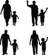 © Shafik Creatives - Silhouette illustration of parents walking with children, holding hands, family love, togetherness, parenting bond, child care concept, isolated vector design