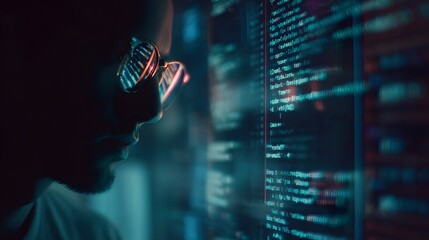 Programmer coding software developer it engineer cybersecurity expert working with computer code