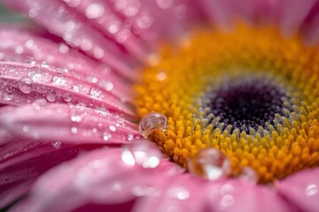 Incredibly Beautiful Nature.  Abstract macro photo with water drops.