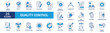 © Squadfire - Quality control icon set. Containing inspection, evaluation, product, quality assurance, process, testing and more. Blue vector icons collection.