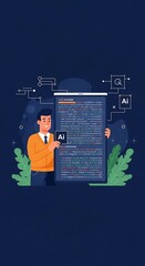 Man displaying code, AI concept