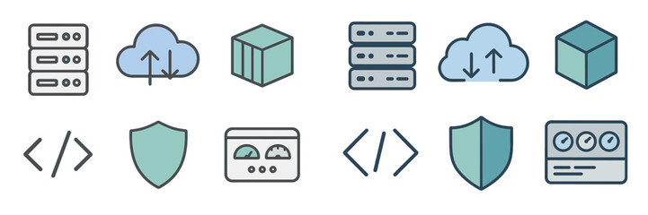 Technology and Data Icons, Minimalist flat design