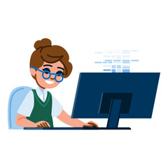 young programmer writing code on computer, efficient software development