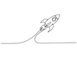 © motiur vector artist - Minimalist single line drawing of a rocket launching into space