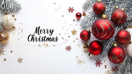 Christmas Card with Red Decorated Tree and 